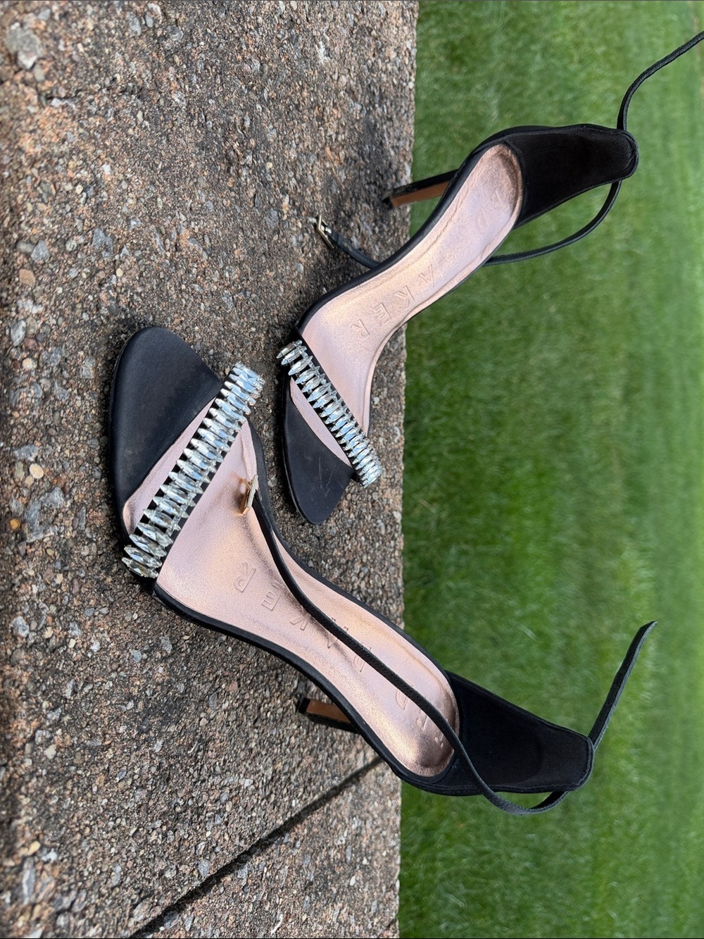 Ted Baker London Black Crystal-Embellished Ankle-Strap Heels